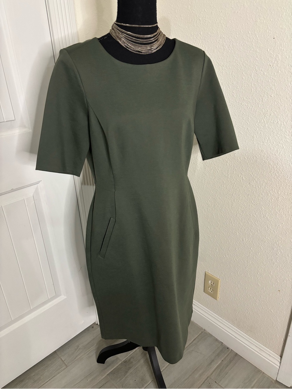 Lands' End Olive Green Midi Sheath Dress